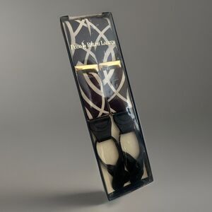 Polo Ralph Lauren Vintage Suspenders Silk Leather Burgundy Ivory Gold Black New